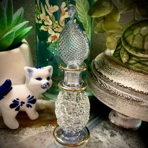 2206 Artisan Glass Perfume Bottle with Gold Trim